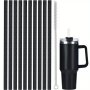 10pcs Black Replacement Straws Compatible Stanley 30oz 40oz Tumbler 30.48cm Reusable Straw For Stanley Cup Long Straws With Cleaning Brush