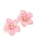 Goldair Gold Pink Enamel Small Flower Stud Earrings