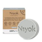 Niyok Natural Cosmetics Solid Shower Bar For Body + Hair + Face + Beard Athletic Grey Scent 80G