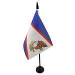 American Samoa Table Flag 4" X 6" - American Samoan Desk Flag 15 X 10 Cm - Black Plastic Stick And Base - Az