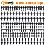 190PCS Car Retainer Clips Kit - 6 Sizes Of Plastic Fasteners For Automotive Trim Panel Push Pin Clip Auto Body Bumper Fender Riv