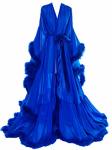 Molisa Womens Sexy Feather Bridal Robe Long Wedding Scarf Illusion Bathrobe Old Hollywood Robe Sleepwear Nightgown Royal Blue S