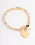 Waterproof Gold Plated Stainless Steel Heart Fob Flat Chain Bracelet