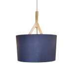 Rocket Tapered Wood And Fabric Pendant Light Charcoal