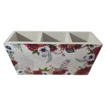 Wooden Cutlery Holder Pink And White Flowers 24CM