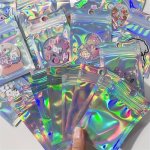 50 100PCS Transparent Laser Holographic Zipper Storage Bags Plastic Jewelry Pouches Perfect For Earrings Necklaces Bracelets Rin