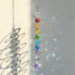 Gwahsa Suncatcher Wind Spinner Gazing Ball Spiral Tail Crystal Sun Catchers With Seven Chakra Beads Window Hanging For Indoor Ho