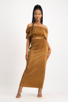 Laura Plisse Off-shoulder Top - Toffee - S