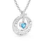 CNE800231 - Personalized Birthstone Sterling Silver Cross Necklace - Sterling Silver