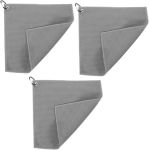 Microfiber Golf Towels With Buckle 30X30CM 3PCS Gray Sports Cleaning