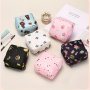 1 PC Cartoon Pattern Square Zipper Sanitary Napkin Bag Lightweight Clutch Coin Purse Women's Travel Pouch