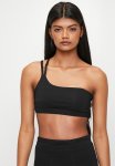 Cotton On Rib One Shoulder Strappy Crop - Black Rib