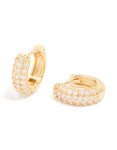 Goldair Gold Plated Cubic Zirconia Curved Small Huggie Earrings