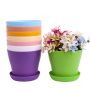 7 Pieces Plastic Planters With Trays Compatible With Indoor Herbs