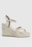Crossover 2 Part Topstitch Detail Wedges - Beige