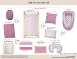Cot Duvet Bedding Pink Criss Cross Bow Set