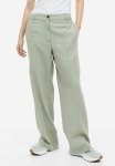 Linen-blend Twill Trousers - Light Khaki Green