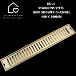 Goldair Gold Stainless Steel Grid Shower Channel - 400 X 100MM
