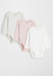 3-PACK Long-sleeved Cotton Bodysuits - Light Pink white