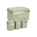 Retro Deluxe Breadbin & 3PCS Canister Green