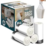 Forid Small Drawstring Trash Bags - 4 Gallon Plastic Garbage Bags 240 Counts White Trash Can Liners 15 Liter For Bathroom Restro