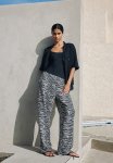 Wide Trousers - White & Black Multi