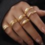 8PCS Golden Tone Stylish Rings Set Elegant & Minimalist Style Band Ring Set Chic Women's Jewelry Accessory