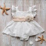 White Lace Romper Dress With Floral Detail