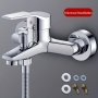 1PC Contemporary Style 304 Stainless Steel Bathroom Faucet Dual Outlet Mode With Lift And Pull Toggle Wall-mounted Bathtub Mixer Tap Hot & Cold Water