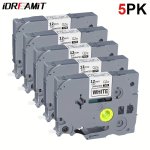 5-PACK Label Maker Tape For Brother TZE-231 TZ-231 Laminated P-touch Label Maker Tape For Model Pt D200 D210 H100 1880 Compatibl