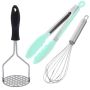 Potato Masher + Whisk + Tongs - Kitchen Combo