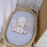 Fitted Sheet For Changing Basket Simple Blue Monochrome Ellie Elephant Set