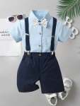 Navy Polka-dot 3PCS Gentleman Suit