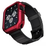 Silicone Watchband + Watch Case Set For Apple Watch Series 7 45MM Black Red