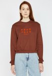 Crew Neck Letter Printed Sweatshirt - Brown