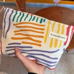 Niche Storage Bag Color Contrast Striped Makeup Bag Portable Travel Skincare Storage Bag Toiletry Bag