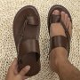 Eid Al-adha Fashionable Arabic Sandals For Men Solid Toe Post Outdoor Sandals With Pu Leather Uppers