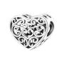 Hollowed Pattern Heart Charm - Silver