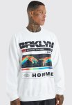 Oversized Brooklyn Graphic Sweatshirt - White