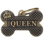 Bronx Myfamily Bone Queen Big Pet Id Tag - English Brass Waggs Online Pet Shop