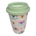 Light Pink Comic Eyes Ceramic Travel Mug