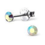 C244-C18841 - 925 Sterling Silver Amethyst Ab Shimmer Ear Stud Earrings Small 3MM - Ab Shimmer Crystal