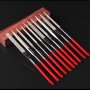 5PCS/10PCS Diamond MINI Needle Files Set 140MM/5.5IN Precision Craft Files For Ceramic Wood Jewelry Polishing Carving & Small Projects Handy Rasp Tools With Red