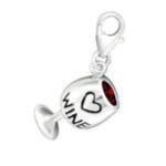 Winona 925 Sterling Silver Wine Cz Stone Dangle Charm - Red Garnet Stone