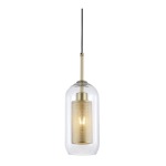 New York Cylinder Glass Pendant Gold Black - Black