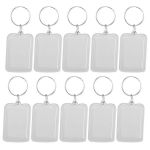 Lot Of 10 Pcs Keyring Diy Detachable White Rectangle Photo Frame Keyring