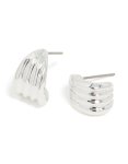 Silver Ribbed Clicker Huggie Earrings