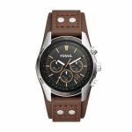 Fossil Coachman Silver steel Round Leather Men's Watch CH2891