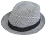 Fedora Panama Trilby Vintage Hat - Plaid White And Black