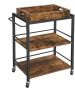 Rustic Industrial Serving Cart With Wheels & Handle